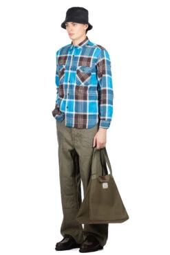 Fiction Romance Twill Check LS Work Shirt - Blue -Lemaire Shop Sugar Cane Fiction Romance Twill Check LS Work Shirt Blue SC29157 125 07