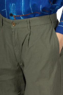 Stripe Pleated Wide Pants - Khaki -Lemaire Shop Tigre Brocante Stripe Pleated Wide Pants Khaki PT99TB31 05