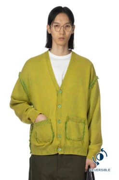 Reversible Washed Cardigan - Green