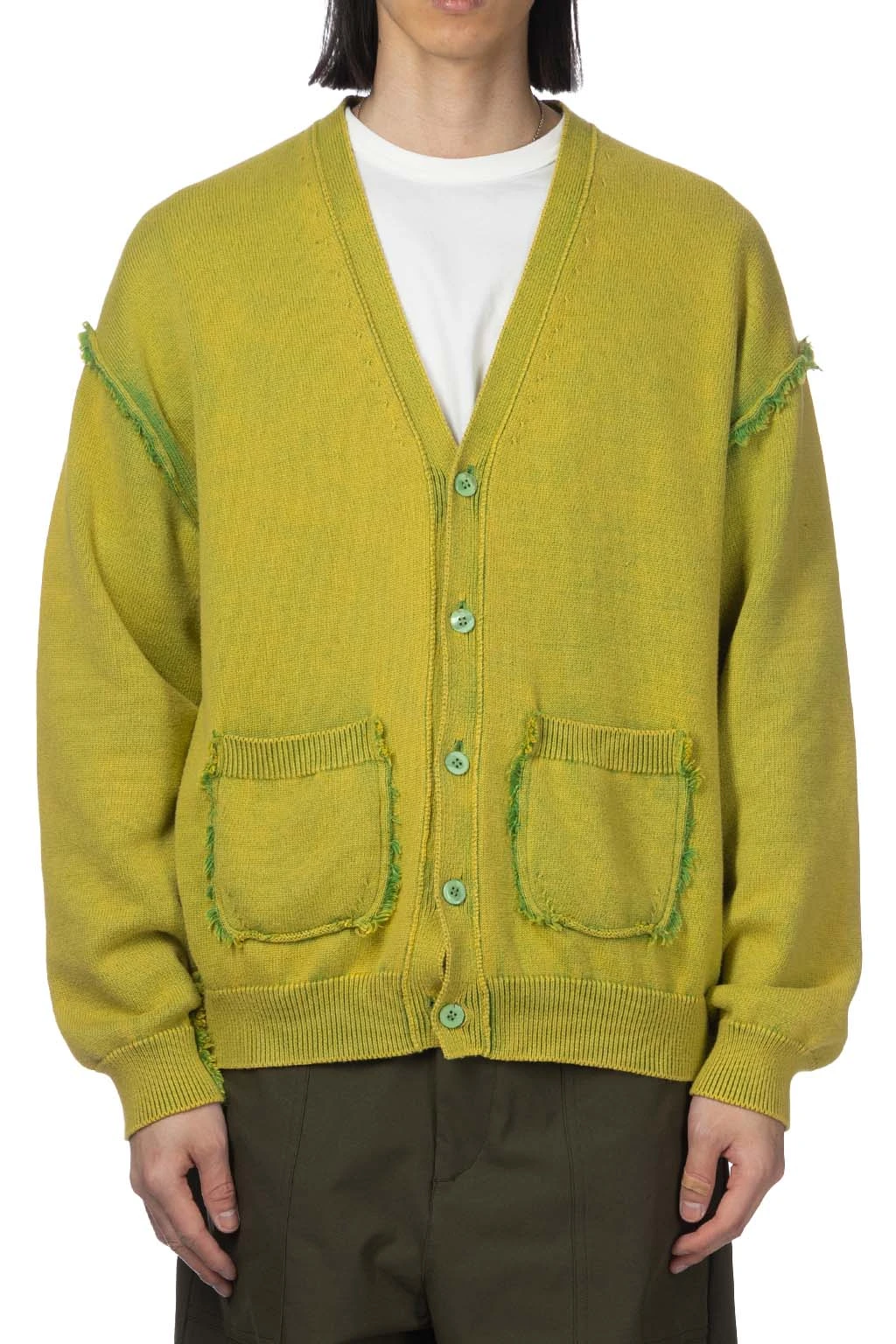 Reversible Washed Cardigan - Green 2 Reversible Washed Cardigan - Green - Image 2