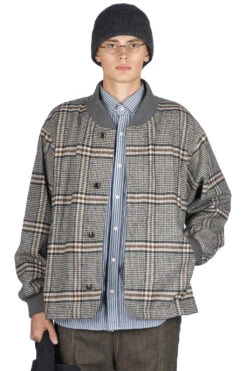 Fly Front Rib Collar Jacket - Black X Brown